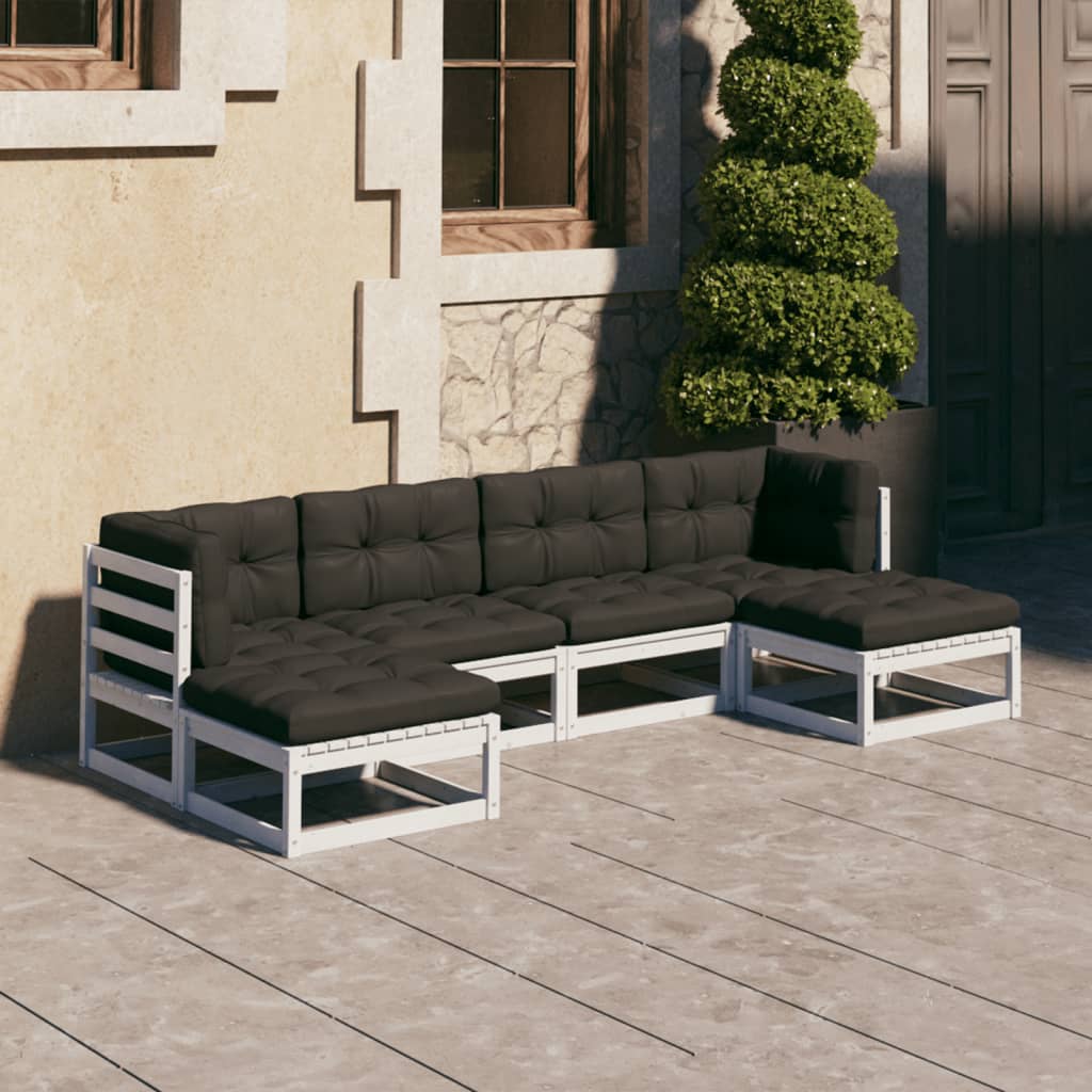 6-tlg. Garten-Lounge-Set mit Kissen Kiefer Massivholz